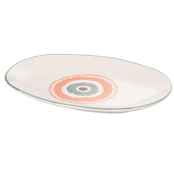 online Piatto Piano Ovale 37,5x27x4 cm in Ceramica VdE Tivoli 1996 Occhio Marino