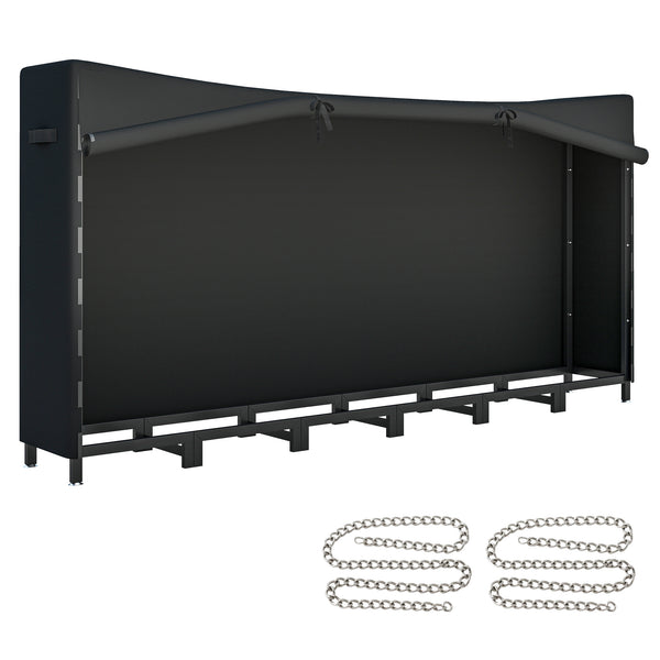 sconto Legnaia da Esterno 235x31x116 cm con Telo Impermeabile e Struttura Regolabile in Metallo Nero