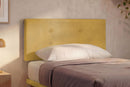 Letto Singolo con Rete Rivestita Microfibra Ocra Tessis Testata Button Varie Misure