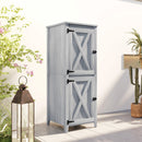 Armadio Porta Attrezzi da Esterno 60x 60x160 cm con 2 Armadietti con Blocco in Legno di Abete Grigio   