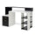 Bureau support PC 137x55x92 cm en bois MDF noir et blanc