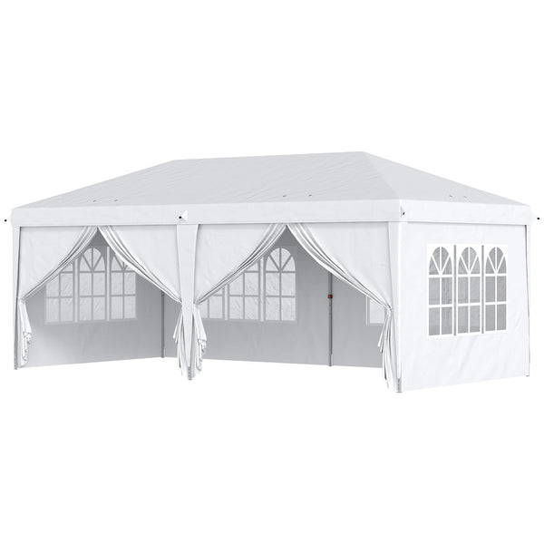 Gazebo Pieghevole 6x3m Funi e Picchetti Bianco sconto