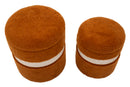 Puff con Contenitore Saint-moritz Marrone Set 2 Pz Ø40x47 cm - Ø32x38 cm in MDF e Spugna e Poliestere Marrone      
