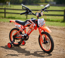 Bicicletta per Bambini 16" Freni a Disco e Rumore del Motore in Accelerazione Magik-Bike Motocross Arancione