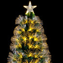 Albero di Natale Luminoso 60 cm con 65 LED a Fibra Ottica 8 Giochi di Luce e Stella LED in PVC Verde      