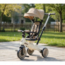 Passeggino Triciclo 70x30x96 cm con Sedile Girevole 360° Trasformabile in Bicicletta Pedagogica Bianco e Beige    
