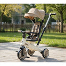 Passeggino Triciclo 70x30x96 cm con Sedile Girevole 360° Trasformabile in Bicicletta Pedagogica Bianco e Beige    