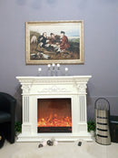 Camino Elettrico da Pavimento 116x150x33 cm Effetto Fiamma 1500W Marseilles Bianco