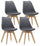 Lot de 4 Chaises 48,5x47x81,5 cm en Simili Cuir Gris