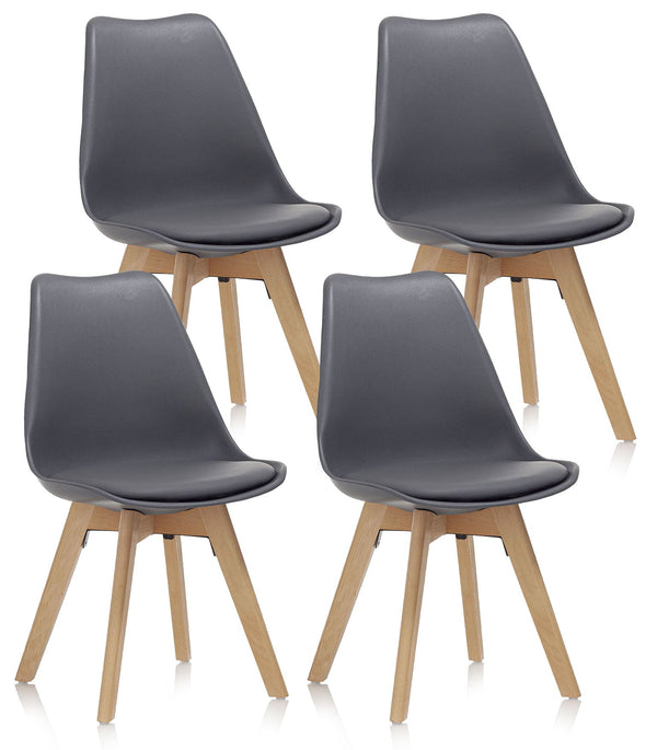 acquista Lot de 4 Chaises 48,5x47x81,5 cm en Simili Cuir Gris
