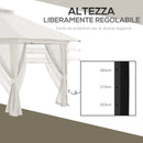 Gazebo Pieghevole 4x4 m ad Altezza Regolabile con Zanzariera e Borsa in Metallo e Tessuto Oxford Crema      