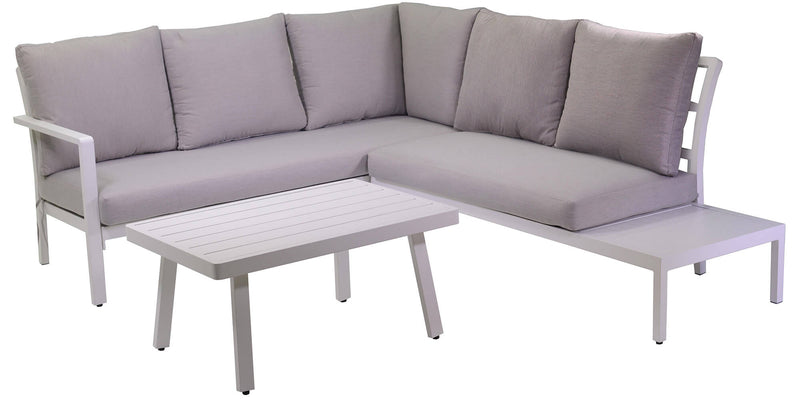 Set Salotto da Giardino Divano Angolare e Tavolino in Alluminio Boston Bianco