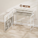 Scrivania Pieghevole Salvaspazio 100x48x87,5 cm con Stand per Monitor Rimovibile in Accaio Bianco e Legno      