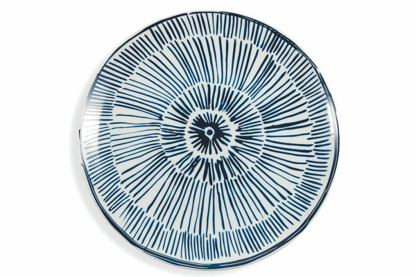 Ensemble de 4 assiettes de service en porcelaine sous glaçure blanche et rayures bleues VdE Tivoli 1996 Masai sconto