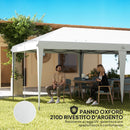 Gazebo da Giardino Pop-up 6x3 m Pieghevole Tendone in Poliestere Oxford Bianco      
