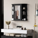 Armadio con Specchio da  Bagno 66x17x63 cm con 6 Ripiani Aperti e 2 Chiusi in Legno e Vetro Nero      