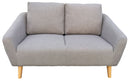 Divano Design Divanetto 2 Posti Tessuto Grigio Piedi in Legno per Casa Ufficio