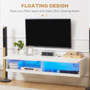 Mobile TV Sospeso fino a 65” 150x40x30 cm con Luce LED in Truciolato Bianco Lucido