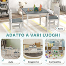 Set Tavolo e Sedie per Bambini da 3-8 Anni in Legno con Bordi Arrotondati Grigio e Bianco      