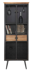 Mobile Iron School Grid 63x38,5x164 cm in Ferro e Legno di Abete Nero e Marrone