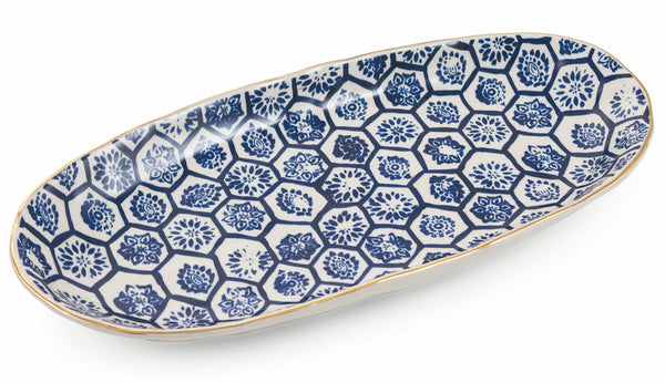 sconto VdE Tivoli 1996 Assiette ovale en grès bleu Masai