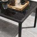 Set Tavolo e 4 Sedie da Giardino  Piano in Vetro in Rattan Marrone
