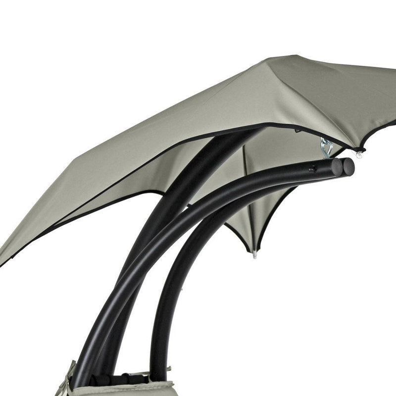 Sedia Dondolo Pensile Relax Chaise Longue con Tettuccio 190x105x205 cm Telly Panna Scuro 