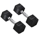 Set di 2 Manubri Esagonali da 4 kg con Presa Antiscivolo e Rivestimento in Gomma Nero   