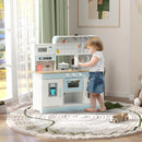 Cucina Giocattolo per Bambini 3+ Anni con Fornello Interattivo Forno e Macchina Caffè in Legno Bianco      