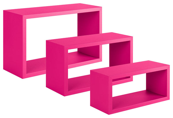Set 3 Mensole da Parete Rettangolare in Fibra di Legno Trittico Fuxia prezzo