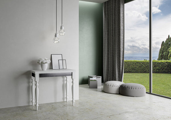 sconto Consolle Allungabile 90x45-90x80 cm in Nobilitato Bianco