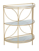 Mobiletto Glam Shelf 70x35x85 cm in Ferro MDF e Vetro Oro e Multicolor