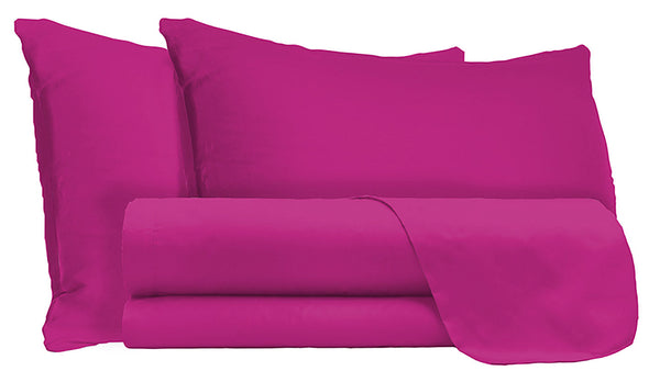 online Ensemble de draps doubles dessus et dessous et taies d'oreiller de couleur unie fuchsia