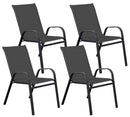 Set 4 Sedie da Giardino 67x57x107 cm in Metallo e Textilene Grigio