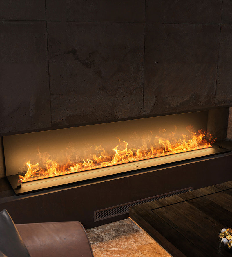 Camino a Vapore Elettrico da Incasso Invapo Inside C2200 con Ricarica Automatica Effetto Fiamma 3D in Acciaio Nero      