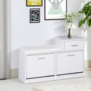 Divanetto Scarpiera 3 Scomparti con Cuscino Bianco 94.5x57x30 cm 