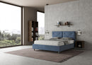Letto Matrimoniale con Alzata Comoda Imbottito in Microfibra Appia Blu Varie Misure
