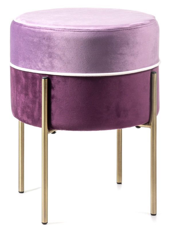 Pouf Rembourré Ø41x40 cm en Velours Violet et Lilas prezzo