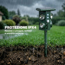 Repellente Solare Ultrasonico per Gatti 16x10x43 cm con 5 Modalità Sensore PIR e Flash LED in ABS e PP Verde      