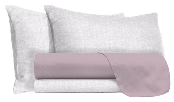 Ensemble de draps et taies d'oreiller en coton rose antique différentes tailles acquista