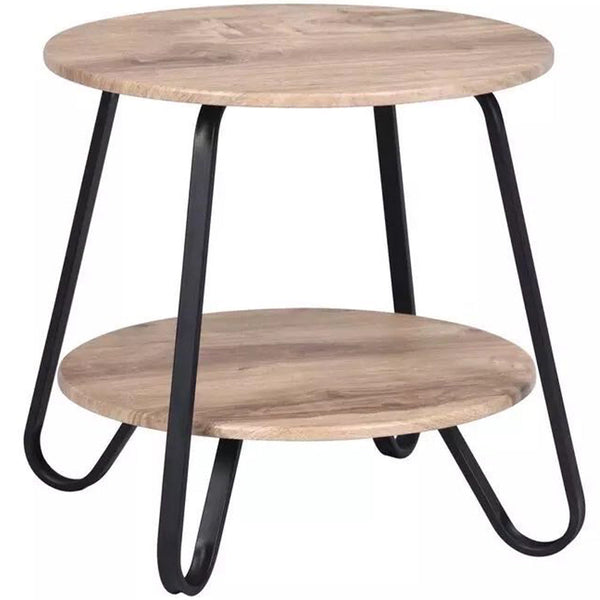 acquista Tavolino Tavolo Moderno Design Rotondo Struttura Nera Piano Tortora Salvaspazio