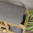 Panca Scarpiera da Ingresso 70x30x45 cm con Seduta Imbottita e Cesta Estraibile Design a Doghe Legno  