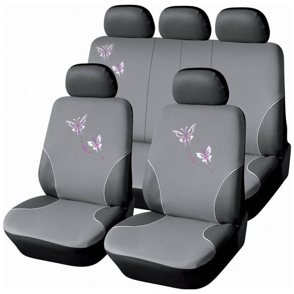 sconto Ensemble de housses de siège avant et arrière universelles en polyester papillon gris et éponge