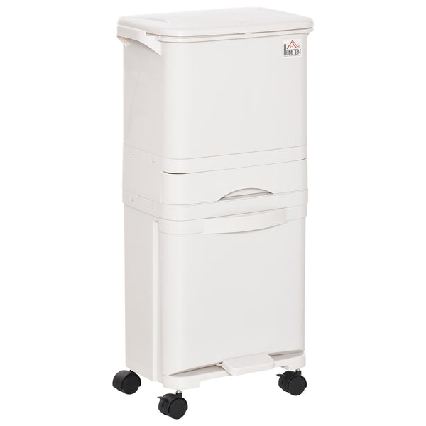 sconto Poubelle 3 Conteneurs 42x29x83 cm en Plastique Blanc
