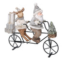 Pupazzo Babbo Natale in ceramica con renna grigio cm 29,5x9,5xh28