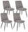 Lot de 4 chaises Cora 48x62x84 cm en tissu noir et gris foncé