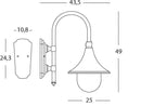 Lampada Applique in Basso Colore Ruggine per Esterno Linea Deluxe Livos