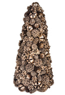 Set 2 Coni Decorativi con Pigne e Bacche Alteza 30 cm Oro