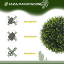 Set di 2 Piante Artificiali a Sfera Ø45 cm con Foglie di Cedro per Casa e Giardino Verde   