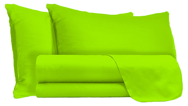 prezzo Ensemble de draps doubles dessus et dessous et taies d'oreiller vert pomme de couleur unie